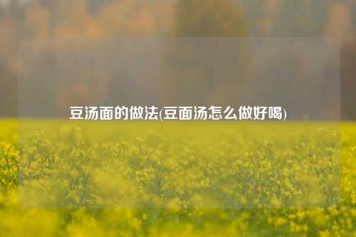 豆汤面的做法(豆面汤怎么做好喝)