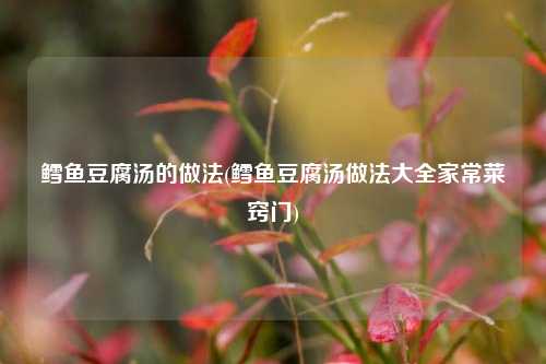鳕鱼豆腐汤的做法(鳕鱼豆腐汤做法大全家常菜窍门)